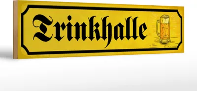 Produktbild von Holzschild  Trinkhalle Kneipe, 46 x 10 cm, Holzschilder Spruch Gäste Theke Bier