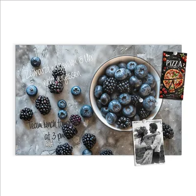 Produktbild von Magnettafel 60x40cm Pinnwand Whiteboard beschreibbar - Heidelbeeren Brombeeren