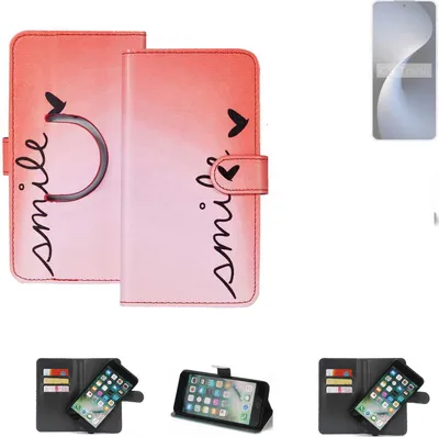 Produktbild von K-S-Trade Schutzhülle Handyhülle kompatibel mit Meizu 21 Note Hülle cover bookstyle Etui ''smile'' rot Standfunktion Kameraschutz (1Stk)