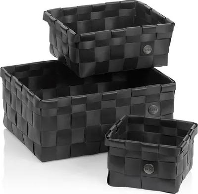 Image de KELA Set de paniers Neo PP plastique noir 3 pcs KL-24485