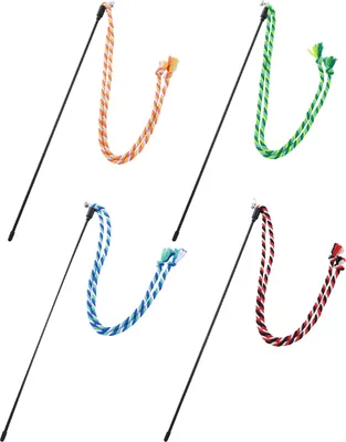 Produktbild von Katzenspielzeug zum Teasen, bissfest, mit Glöckchen, interaktives Teaser-Spielzeug für Kätzchen, handgewebtes Baumwollseil, Haustierzubehör