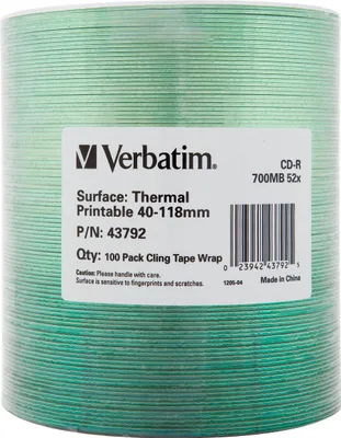 Image de Verbatim CD-R 700MB 52x Thermal Printable No ID Brand (Wrap 100)