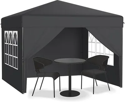 Produktbild von Faltpavillon 3x3m Wasserdicht Winterfest | Pop-up Pavillon mit 4 Seitenwänden & Tragtasche | Höhenverstellbares Gartenzelt/Partyzelt für Camping (Anthrazit)