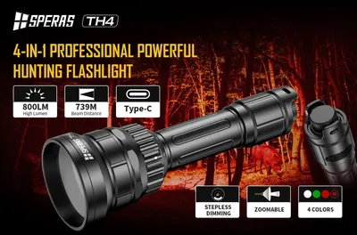 Produktbild von selected-lights SPERAS TH4 4-IN-1 Jagdlampe mit Rot Grün weiss und IR Licht