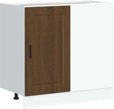 Image de vidaXL Élément bas de cuisine Porto brun imitation chêne Matériau dérivé du bois