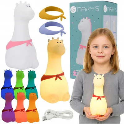 Produktbild von LED-Nachttischlampe RGB, kabellos, Giraffe, weiß, USB, für Kinder