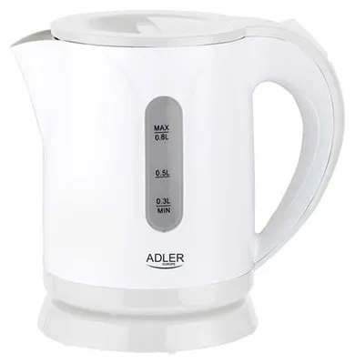 Produktbild von Adler | Kettle | AD 1371w | Electric | 850 W | 0.8 L | Stainless steel/Polypropylene | 360° rotational base | White