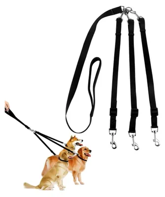 Produktbild von 3-in-1 Hundeleine mit verstellbarer Kupplung aus Nylon für ein, zwei oder drei Hunde