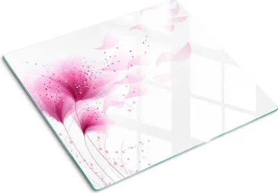 Produktbild von Tulup Glas Herdabdeckplatte Glaskeramikkochfeld-Abdeckung Spritzschutz Glasabdeckplatte Kochplattenabdeckung und Schneidebrett - Einteilig - 60x52 cm Rosa Blume