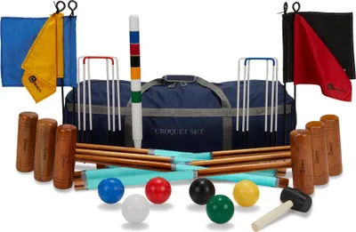 Produktbild von 6 Personen Gartenkrocketset- traditionelles Topkrocketspiel aus ECO-hartholz