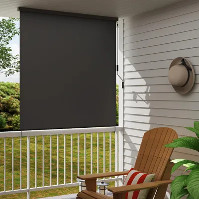 Produktbild von YZNAHRE Senkrechtmarkise Außen 180x250 cm Aussenrollo Wetterfest Sonnenschutz mit Handkurbel Sonnenschutzrollo Balkonrollo Sichtschutz für Terrasse Garten, Anthrazit