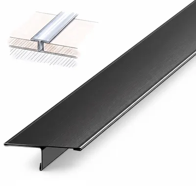 Produktbild von Dalsys Fliesenschiene T Profil 2,5m x 25mm Schwarz Edelstahl V2A gebürstet