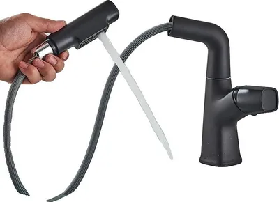 Produktbild von Waschtischarmatur, Keramikkartusche, 360-Grad-Drehung, Schwarz
