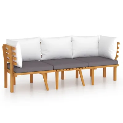 Image de vidaXL Ensemble de salon de jardin 3 pièces avec coussins en bois massif d'acacia