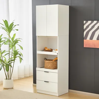 Produktbild von okwish Sideboard,Kommode  Küchenschränke mit Türen& Schubladen,&Mikrowellenregale, Hochschränke mit Kippschutz, weiß