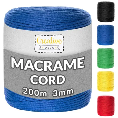 Imagen del producto de Creative Deco 200 m de cordón de macramé azul de algodón