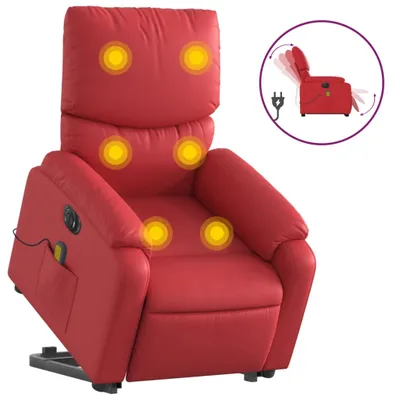Produktbild von Massagesessel mit Aufstehhilfe Elektrisch Rot Kunstleder
