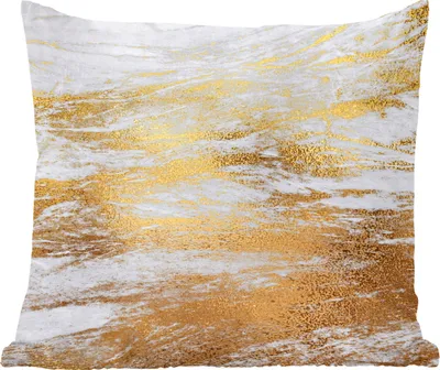 Produktbild von MuchoWow® Zierkissen Sofakissen Wohnzimmer Dekokissen 45x45 cm Marmor - Grau - Gold - Schlafpolster - Polster für das Sofa