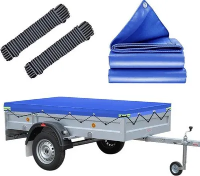 Productafbeelding van Aanhangwagenzeil, platte zeil 209x115x10 cm, waterdichte aanhangwagenzeil met zeilkoord, geschikt voor Böckmann