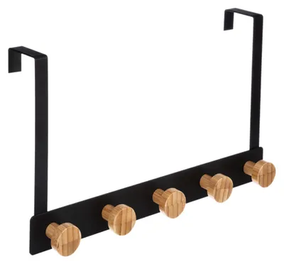 Produktbild von 5five Simply Smart Türgarderobe aus Metall, Bambus schwarz 20cm x 33,5cm x 8cm