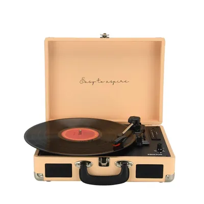 Produktbild von Plattenspieler mit lautsprecher PRIXTON VC400, Schallplattenspieler mit Bluetooth und Encoding-Funktion, Vinyl-Player, Radio FM und USB Port, Peach