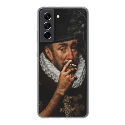 Produktbild von MuchoWow® Handyhülle Schutzhülle Hülle für Samsung Galaxy S21 FE Malerei - Zigarette - Alte Meister Silikon Softcase Handy Hülle - Mobiltelefonhülle
