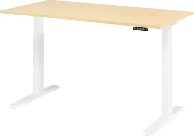 Produktbild von bümö Schreibtisch elektrisch XMKA - Nachbildung Ahorn, Größe:  160 x 80 cm, Gestell: Weiß