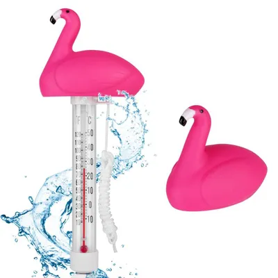 Imagen del producto de Termómetro flotante para piscina en forma de cisne rosa, medidor de temperatura para el agua, ideal para piscinas infantiles y estanques