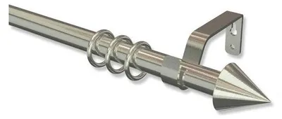 Produktbild von Interdeco Gardinenstange ausziehbar / Teleskop-Vorhangstange Edelstahl-Optik, Typ Nova Cone (Kegel), 19/16 mm Ø 1-läufig, 120-230 cm ausziehbar