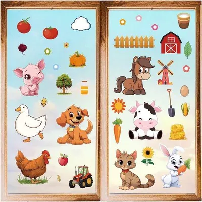 Imagen del producto de Juego de pegatinas de vinilo con motivos de animales para decorar habitaciones infantiles