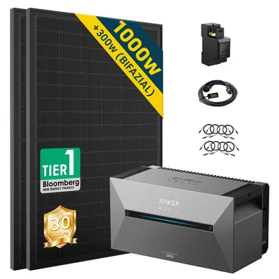 Produktbild von Balkonkraftwerk mit Speicher Anker Solix Solarbank 2 E1600 PRO, 1000W ,optional Halterung