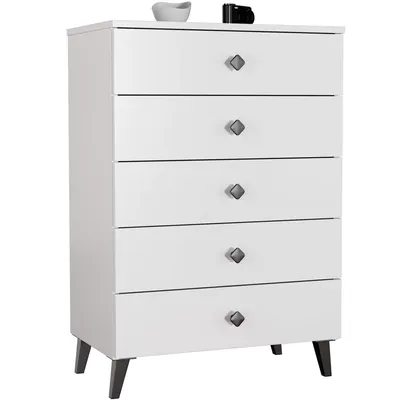 Zdjęcie produktu dla Komoda AKORD MOBI Biała 60 cm 5 szuflad kolor Biały mat 60x37x89 cm