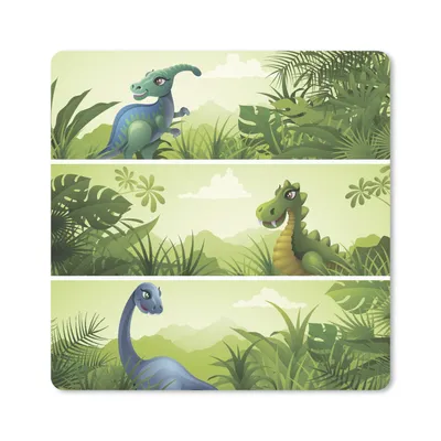 Produktbild von MuchoWow® Mauspad Mousepad Dino - Wald - Zeichnung 30x30 cm - Mousepads - Maus Mat - Pad - Mausunterlage - Gaming
