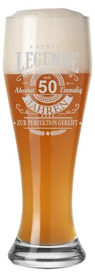 Weißbierglas 0,5 l mit Gravur „Legende seit 50 Jahren“