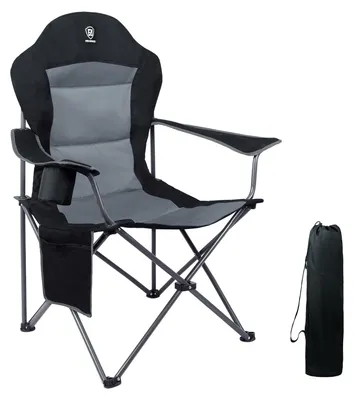 Produktbild von DigiRigi® Große gepolsterte Klapp-Campingstuhl – 150 kg Tragkraft, hohe Rückenlehne, 600D Polyester, 60×88×109,2 cm, 3,9 kg, Getränkehalter & Tragetasche