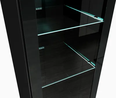 Image de Armoire de rangement Rio Hauteur 131 cm Noir brillant - Meuble de rangement haut placard armoire colonne