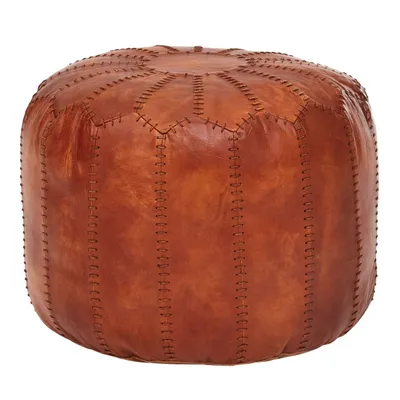 Produktbild von Sitzhocker Echtleder Braun 52 x 40 x 52 cm Ottomane Wohnzimmer, Design Pouf Hocker Orientalisch, Polsterhocker Orient Beinablage Sofa