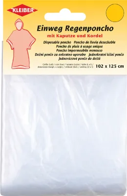 Produktbild von KLEIBER Einweg-Regenponcho mit Kaputze transparent