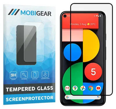 Produktbild von Mobigear Premium Displayschutzfolie für Google Pixel 5, gehärtetes Glas – Panzerglasfolie – Kompatibel mit Hüllen – Schwarz