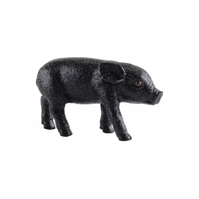 Produktbild von Gift Company Dekofigur Schweinchen Solna Glücksschwein Glitzer Schwarz (Medium)