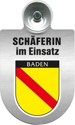 Produktbild von Einsatzschild Windschutzscheibe incl. Saugnapf - Schäferin im Einsatz - 309459 - incl. Regionen nach Wahl Color - Region Baden