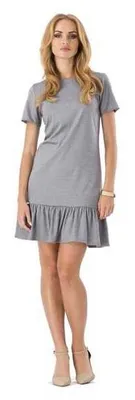 Produktbild von Damen Kleid Klassisch Elegant mit Rüschen; Grau/S/36