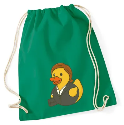 Produktbild von Huuraa Turnbeutel Quietscheente Chefin Comic Gummiente 12 Liter Kelly Green Baumwolle Rucksack Geschenkidee