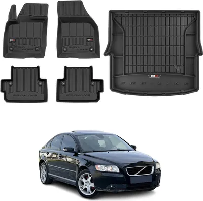 Zdjęcie produktu dla Zestaw dywaników podłogowych i wykładziny bagażnika OMAC do Volvo S40 2003-2012 gumowy czarny 5x
