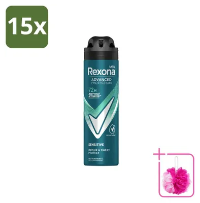 Productafbeelding van 15 x Rexona Men Advanced Protection Sensitive Deodorant Spray 150 ml - Voordeelverpakking - 15 stuks