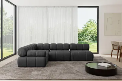 Produktbild von ALTDECOR Modulares Sofa Ecksofa in L-Form - Mende-L2 - 285x190x70 cm Schwarz Corner modular Sofa Eckcouch Couch Wohnlandschaft Cauchsofa Polstersofa