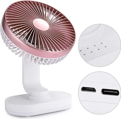 Obrázek produktu pro USB stolní ventilátor Mini 4?rychlostní malý dobíjecí domácí kancelářský stůl tlumený stůl třesoucí se ventilátoryRose Gold