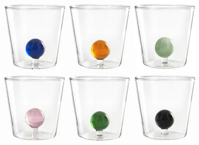 6er-Set Borosilikatglas-Gläser, transparent, bauchig, 300 ml