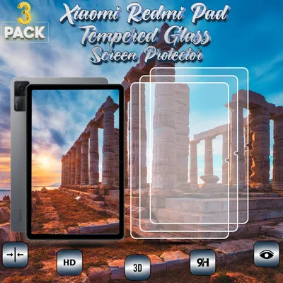 Produktbild von 3-Pack Xiaomi Redmi Pad Displayschutzfolie - Gehärtetes Glas 9H - Super Qualität 3D