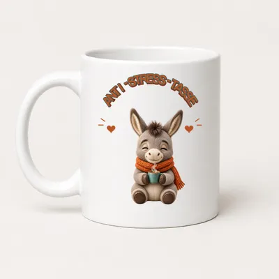 Produktbild von Anti-Stress-Tasse Esel 325 ml Keramik Kaffeebecher Geschenk